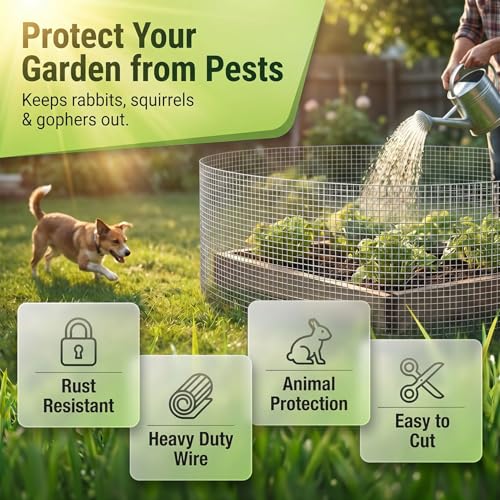 HIHADUUM 16'' x 20' Hardware Cloth 1/4 inch 23 Gauge, Hot-dip Galvanized After Welding, Chicken Coop Wire Fence Wire Mesh Screen, Rabbit/Snake Fences, Netting Wire Cloth Galvanized Wire Mesh Roll | Rust-Resistant Protection for Gardens, Poultry & Outdoor
