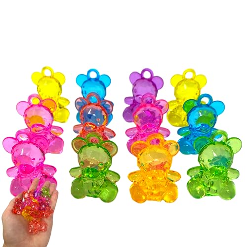 Bonka Bird Toys 2523 Pk12 Color Acrylic Teddy Bear Beads 1.50" X 0.75" with Loop, Conure, Cockatiel, Quaker and Similar Sozed Birds