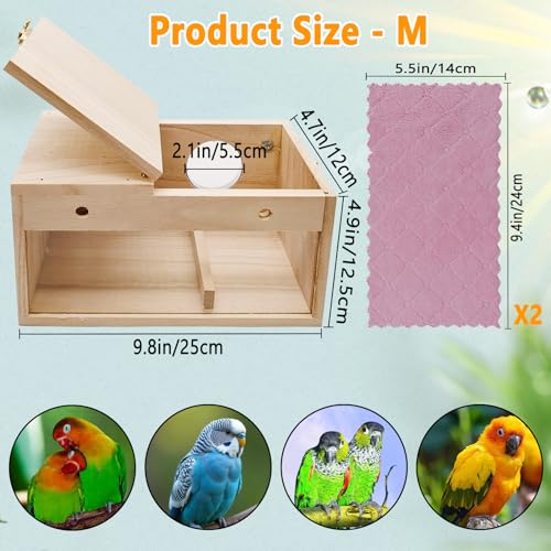 kathson Parakeet Nesting Box,Transparent Parrots Breeding Mating Boxes Nest House,Bird Cage Nesting Box for Cockatiel,Budgie,Lovebirds,Conure,Finch,Canary,M - size: M: 9.8*4.7*4.9 inches