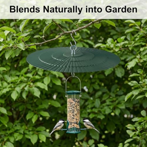 11.5" Metal Bird Feeder Rain Guard - Green | Umbrella Cover Dome Shield for Garden Bird Feeders - Weatherproof Shade Baffle to Blend with Nature - color: Green