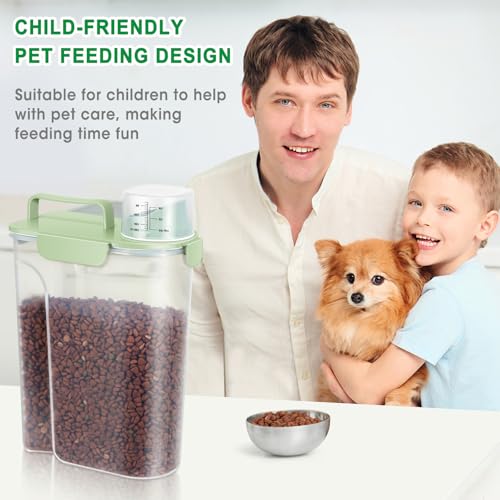 TBMax Cat Dog Food Storage Container 5 to 7 lbs, Secondary Pet Food Storage Beyond a Large Dog Food Bin for Daily Use, Easy-Pouring Bird Seed Dispenser, Travel Kibble Container for Outdoor-Light Green - color: Light Green, size: 6 Qt