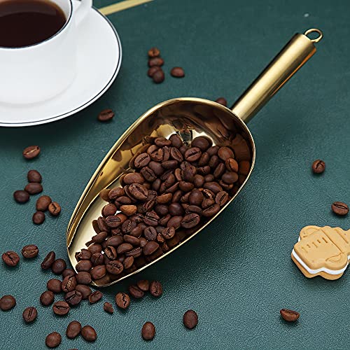 Gold Ice Scoop, Fashion Ice Cream Scoop, Premium Stainless Steel Cookie Scoop, Dog Food Scoop, Sturdy Flour Scoop, Utility Candy Scoop, Dishwasher Safe (8oz/9 Inch) - color: 3. Gold