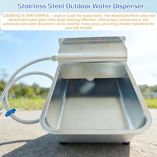 Stainless Steel Automatic Dog Water Dispenser,Adjustable Float Valve | 3 Gallons Indoor&Outdoor Dog Water Bowl Self-Filling Water Auto Fill for Dogs Livestock Chicken,Anti Tip, Wide Drinking Area - size: Large - Adjustable Water Level