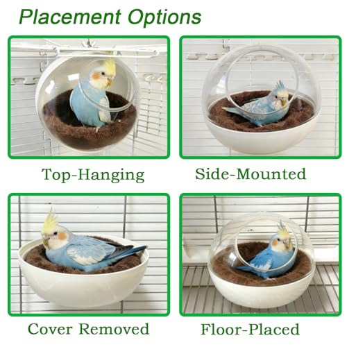 Bite-Resistant Bird Nest for Cage,Washable Clear View Hanging Bird House,Warm Plush Bird Bed Breeding Hut for Parakeet,Budgie,Lovebird,Canary&Small Parrots,Ideal for Laying Eggs,Sleeping&Breeding