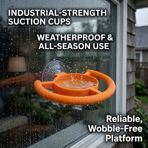 Window Bird Feeder with Strong Suction Cup, Vibrant Orange Bird Watching Feeder for Wild Birds, Easy to Clean Tray and Curved Perch, Perfect Bird Watching Gift for Garden & Home (1Pcs)