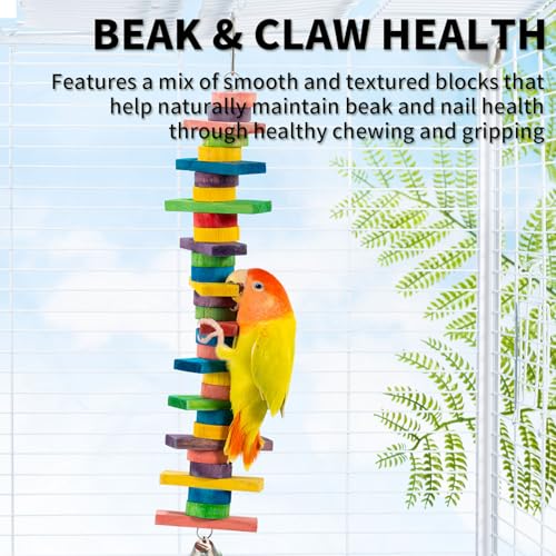 2 PCS 14.37" Multicolored Bird Toys - Stress Relief Chew Parrot Toys, Natural Wooden Blocks, Hanging Bird Cage Accessories, for Parakeets, Cockatiels, Conures, Budgies, Lovebirds - style: Style 2