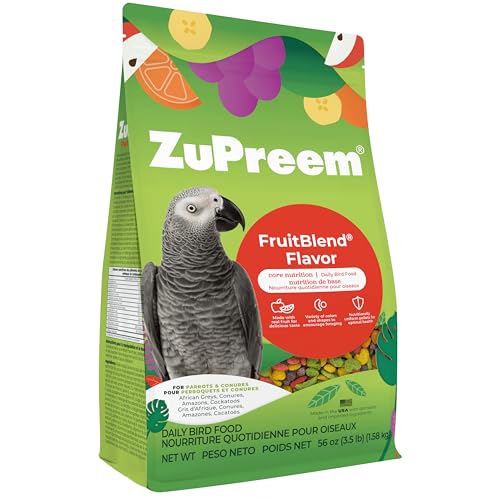 ZuPreem FruitBlend Parrot & Conure Food, Uniform Bird Food, M/L, 3.5 lb | Bird Food Pellets, Real Fruit, Fruit Blend, Conures, African Greys, Caiques, Eclectus, Cockatoos, Medium Large Birds, USA - size: 3.5 Pound (Pack of 1)