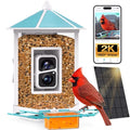 Smart Bird Feeder with Camera Solar Powered, AI Bird Species Identification | 2K Video Live Stream, 5MP Photos, Durable Metal for Outdoor, Real-Time Bird Alert, 1.8L Capacity, Gifts for Mom Dad Birdlover - color: Blue