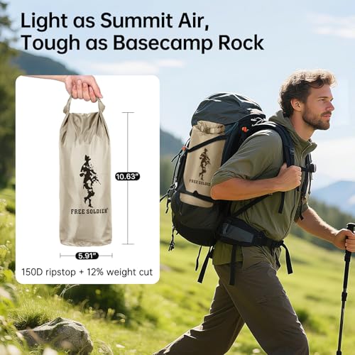 FREE SOLDIER Waterproof Camping Tarp Shelter Awning | Lightweight, Compact, Quick Setup, Waterproof Sun Shelter Campingtarp,For Backpacking, Beach, Travel and Outdoor Activities - color: Beige 10×10.5ft
