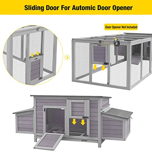 Aivituvin Chicken Coop for 4-6 Chickens/Ducks, Outdoor Wooden Chicken House Large Hen House Poultry Cage with Two Nesting Boxes (Grey, AIR45) - size: 103.0"L x 67.0"W x 28.0"H