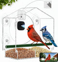 Clear Window Bird Feeder with Camera,2K HD Live View,6 Suction Cups | Clear Acrylic, Strong Suction, Easy-Clean Tray, 2K View & AI Bird ID, Gifts