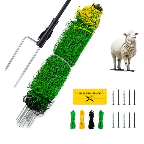 Electric Fence Netting, 47.2" H x 164' L, Portable Double Pointed Sheep Netting Fence for Hog, Dogs, Deer, Goats, Used in Backyards, Farms and Ranches - size: 47.2in H*164ft L