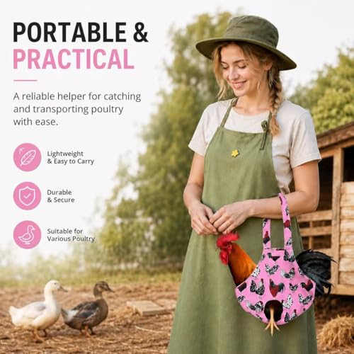 DZXZY Chicken Holder Bags Hen Sling Carry Bag Chicken Carrier with Handle Chicken Supplies Chicken Medic Bag Catching Hand Bag (Pink) - color: Pink