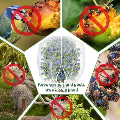 2 Pack 4 x 5 ft Fruit Tree Netting Covers with Zipper and Drawstring | Ultra-Fine Mesh Plant Cover for Fruit Trees, Flowers and Vegetables, Helps Shield Plants from Birds and Insects - size: 5 x 4FT/2Pack