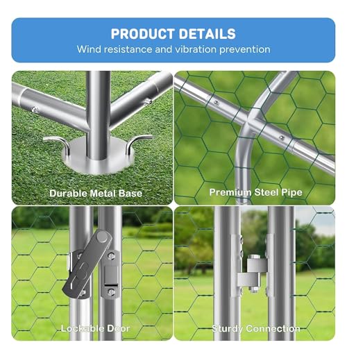Chicken Coop Run, 26.25 x 9.8 x 6.4ft Metal Chicken Coop | Chicken Runs for Yard with Waterproof UV-Resistant Cover, Walk-in Outdoor Chicken Enclosure for Farm and Backyard - size: 314.4"L x 117.6"W x 76.8"H