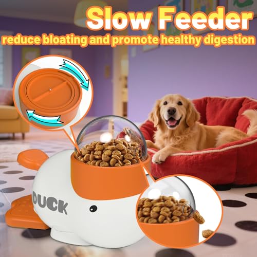 Duck Dog Treat Dispenser Toy, Interactive Slow Feeder Puzzle Toy | Duck design with interactive treat dispensing, slow feeding, and puzzle play to provide mental stimulation and reduce boredom - color: Yellow