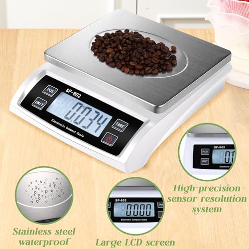 Large Digital Kitchen Scale 66LB 30kg Commercial Food Scale Stainless Bread Scale with LCD Display Commercial Weighing Devices for Baking Cooking(Silver) - color: Silver