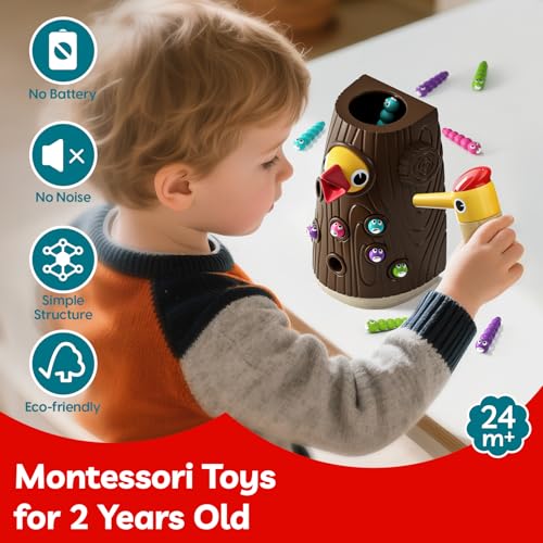 TOP BRIGHT Montessori Toys for 2 Year Old, Magnetic Bird Feeding Game | Learning Toys for Toddlers 2-4 Years, Fine Motor Skills Toy for 3 Years Old Girls and Boys, Gifts for 2 Year Old Girls Boys