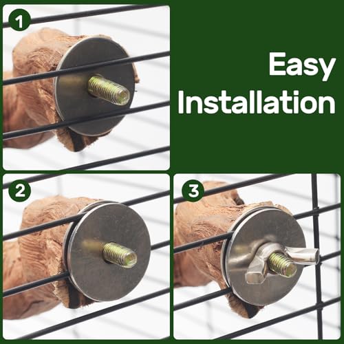 4-Piece Bird Perch Set with Rotating Ball Stand - Natural Wood Bird Gym & Playground for Parrots, Cockatiels, Budgies - size: 4Piece