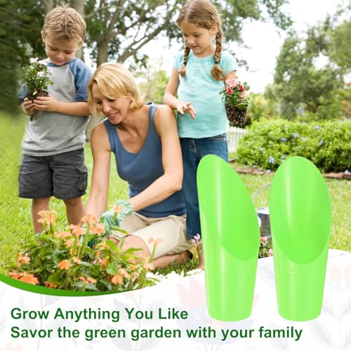 M METERXITY 6-Pack Bonsai Soil Scoops, Plastic Garden Soil Scoops Bucket Shovel Potting Scoopers for Transplanting/Flower Planting/Plant Succulent, Colorful Small Gardening Tools [Green] - color: Green