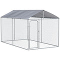 PawHut Outdoor Dog Kennel, Heavy Duty Dog Run Outdoor Fence with Waterproof Cover, Galvanized Chain Link, Secure Lock, 13' x 7.5' x 7.5' | Outdoor Fence, Waterproof Cover, Galvanized Chain Link, Secure Lock - size: 156.0"L x 90.0"W x 90.0"H