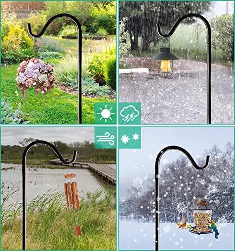 76 Inch Outdoor Shepherds Hook with 5 Prong Base for Birdfeeders | Adjustable Bird Feeder Pole Hanger for Hanging Outside Birdfeeders, Plant Baskets, Lanterns, Wedding Decor - size: 76in-1pcs