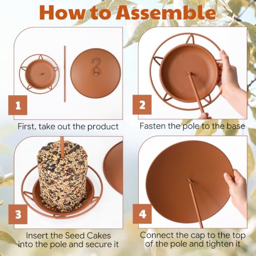 2 Pcs Cylinder Bird Feeder Outdoor Seed Cake Feeder Metal Suet Cake Holder Backyard Wild Bird Feeding Feeders for Outdoors Garden (Brown) - color: Brown
