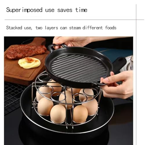 2Pcs Egg Steamer Rack with Hot Plate Gripper Set, Stackable Trivet for Instant Pot Compatible Pressure Cooker Accessories Cooking 18 Eggs