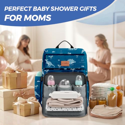Baby Diaper Bag Backpack - Large Waterproof Travel Diaper Bag for Boys & Girls, 16 Organizer Pockets with Changing Pad, Insulated Bottle Pockets & Stroller Straps, Baby Shower Gifts, Dinosaur - color: F. Dino, style: Classic