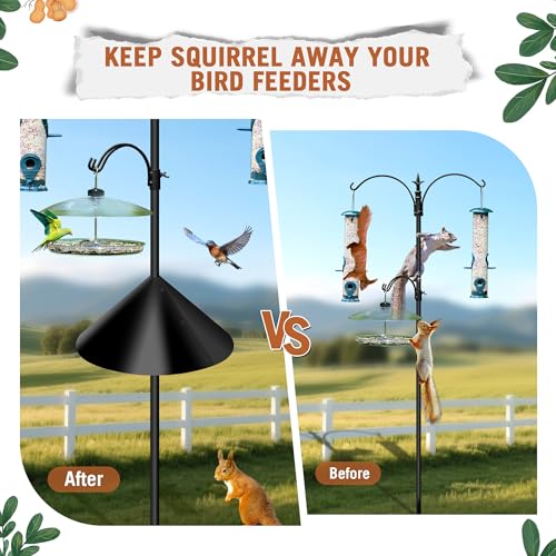 Squirrel Proof Baffle for Bird Feeder Pole, Outdoor Pole Mount Stopper & Guard,Squirrel Cone (2 Pack, Black) - style: 16IN-2pcs