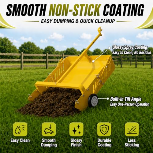 GRIND MODE 2-in-1 Horse Paddock Cleaner & Tow-Behind Trailer, Heavy Duty Manure Fork & Scoop, Efficient Yard Sweeper for Horse Manure, Drag Collector for Pasture/Yard Easy Cleanup - color: Yellow, size: Upgraded Chain Drag