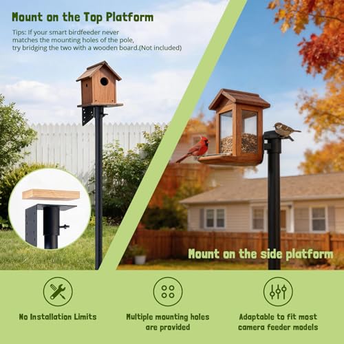 Smart Bird Feeder Pole Stand 79in Bird House Pole for Camera Birdfeeder Station