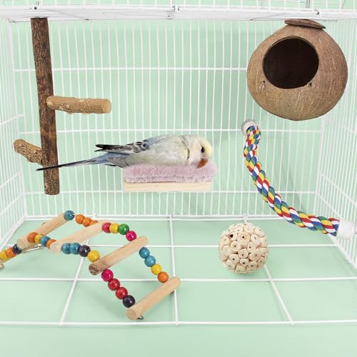 Mygeromon Bird Hammock Bed for Cage Parrot Perch Parakeet Sleeping Platform | Wooden, Small Animals Accessories, Winter