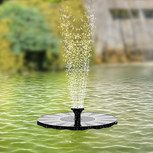 Solar Water Fountains,Solar Powered Bird Bath Fountain with 6 Nozzles - Free Standing Floating Solar Fountains for Bird Bath, Garden, Pond, Pool (Black-1W)