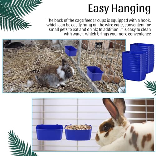 Zhehao 20 Pcs Bird Cage Cups Chicken Feeder Waterer Cups 18 oz Pigeon Feeder Plastic Poultry Wire Cage Hanging Chicken Water Bowl for Pet Bunny Poultry(Dark Blue) - color: Dark Blue