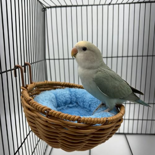 Rattan Bird Nest for Cage，2PCS Hanging Parrot Breeding Nesting House | Washable Soft Warm Sleep Hut Bird Cage Accessories for Cockatiels Budgerigars Finches Canaries - style: Semicircle