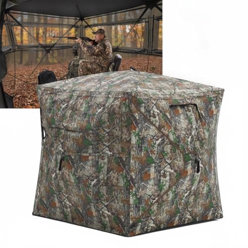 OUTLANE Hunting Blind 270° See-Through Panels, Pop Up Ground Blind for Deer Turkey, Portable Quick Setup with Carry Bag - size: 71x71x78.74 Inch