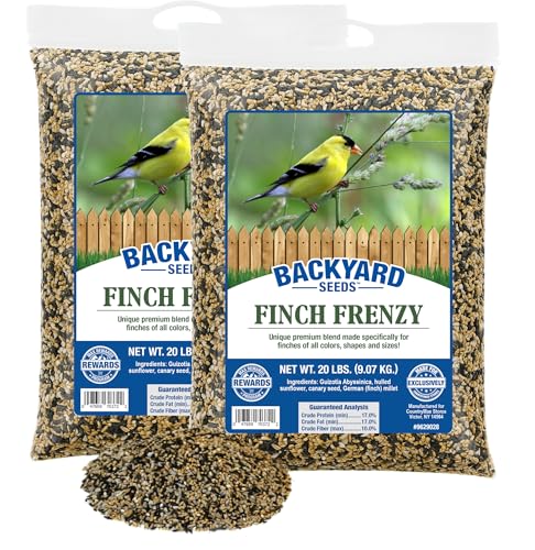 Backyard Seeds Finch & Small Songbird Frenzy 40lbs - Premium Nyjer Thistle Seed Blend for Finch Feeders, Small Bag of Wild Bird Food - size: 40 Pound (Pack of 1), style: Finch Frenzy