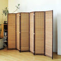 6 Panel Bamboo Room Divider Screen,5.6 FT Tall Bamboo Divider Folding Panel Screen,Freestanding Panel Divider for Room Seperation,Brown - color: Brown, size: 6 Panel