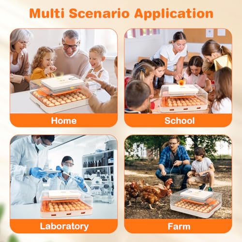 56 Egg Incubator, Incubator for Hatching Eggs with External Auto Water Refill, Auto Turner, LED Candler, Temperature Control, Incubator for Hatch Chick Duck Quail Poultry Home School Lab | with External Auto Water Refill, Auto Turner, LED Candler, Tempera