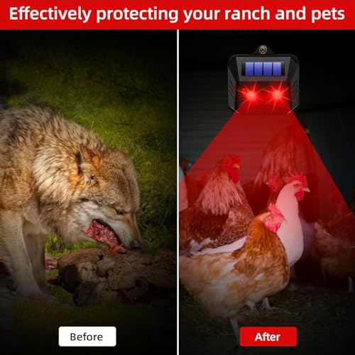 Solar Predator Eyes Nocturnal Animal Repellent Outdoor, Auto Activate Predator Deterrent Lights for Coyote Skunk Deer Fox Raccoon, Nocturnal Repeller Guard for Chicken Coop Yard Garden Farm, 4 Pack