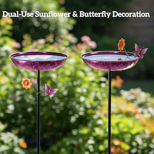 Purple Metal Bird Bath for Outside,11in Bird Baths for Outdoors Patio Decor | Metal Bird Bath for Outside,Freestanding Purple & Bronze Birdbath Bowl for Outdoors Garden Patio Yard Decor, Easy to Install - color: Purple- 11"
