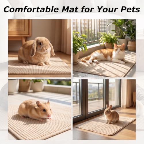 Rabbit Scratcher Mat - DIY Trimmable Self-Adhesive Bunny Scratch Pad Roll, Small Animal Scratching Rug for Cage, Biting, Sleeping & Nesting,Safe Scratch Mat for Rabbits & Small Pets (15.7x23.6 inch) - size: 15.7x23.6 inch