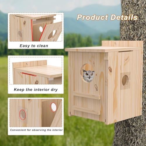 Solar-Powered Smart Owl House with Camera - Outdoor Hanging Wooden Nesting Box, Real-Time View & Motion Detection, for Garden for 2.4g WiFi Coverage Area, for Owl Lovers - style: Smart owl house