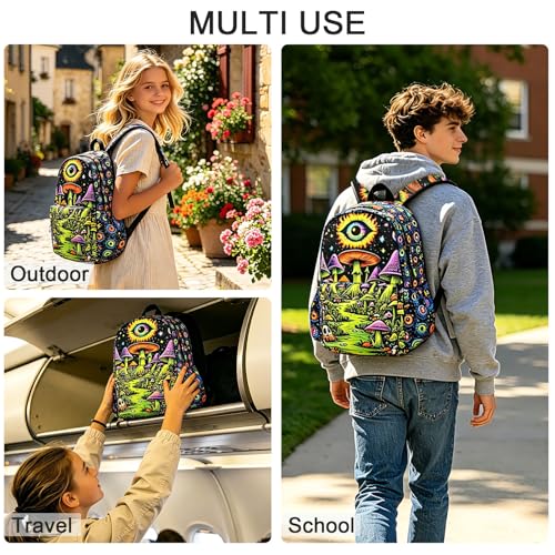Art Mushroom Kids Backpack School Backpack Teens Bookbag for Girls Boys Hiking Camping Travel Sports - color: Art Mushroom