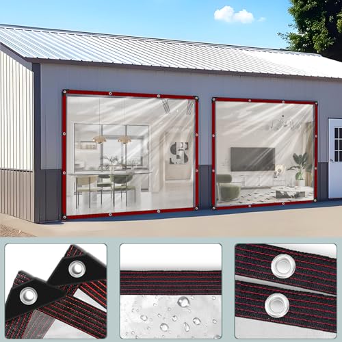 Clear Tarps Heavy Duty Waterproof 6x8 Plastic Tarp with Grommets Clear Vinyl Tarps for Outdoor Patio Enclosure Chicken Coop Covers Waterproof Transparent Tarpaulin for Porch Greenhouse Plant - size: 6x8FT-1PCS