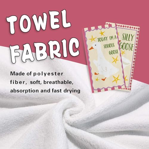 Silly Goose Kitchen Dish Towels Set of 2, Funny Today I'm a Serious | Goose Drying Hand Towel Baking Cooking Cloth, Farmhouse Bathroom Home Decoration Geese Lover Friend Gifts 18'' x 26'' - color: Daily-2