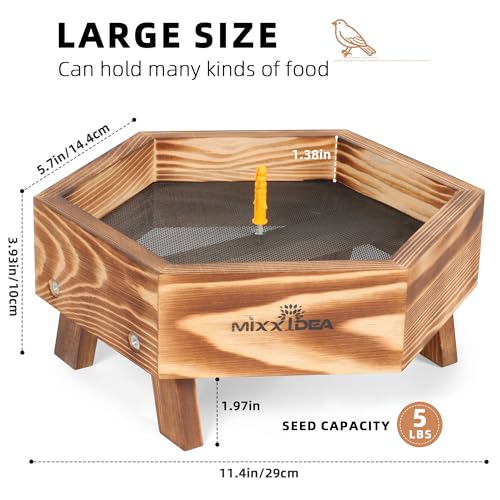 Ground Bird Feeder for Outdoors, Wooden Mesh Seed Tray for Bird Feeders, Great Attracting Garden Yard Decoration for Wild Birds Squirrels Chicken Dove, Brown - color: Brown