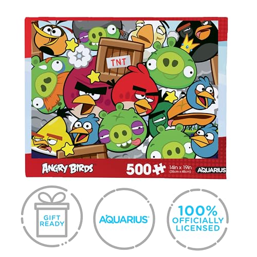 AQUARIUS Angry Birds 500pc Puzzle | 500 Piece Jigsaw Puzzle, Glare Free, Precision Fit, Officially Licensed Angry Birds Merchandise & Collectibles, 14x19 Inches