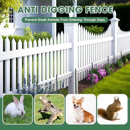 Marsui Animal Barrier Fence 12in x 66ft No Dig Garden Fence Mesh Fencing with Steel Stake Movable Portable Temporary for Poultry Dogs Rabbits Chicken Snake Barrier Garden Backyard Outdoor - size: 12in x 66ft